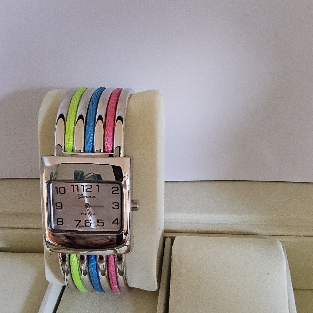 Geneva Platinum Multicolor Strap Watch